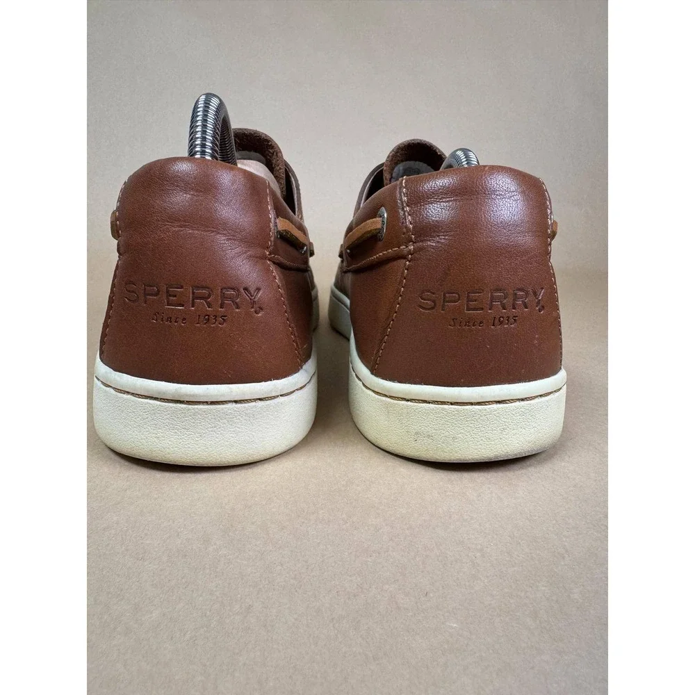 Sperry Top-Sider Mens 10.5 Brown Leather Boat Shoes Cup 2 eye Low Top